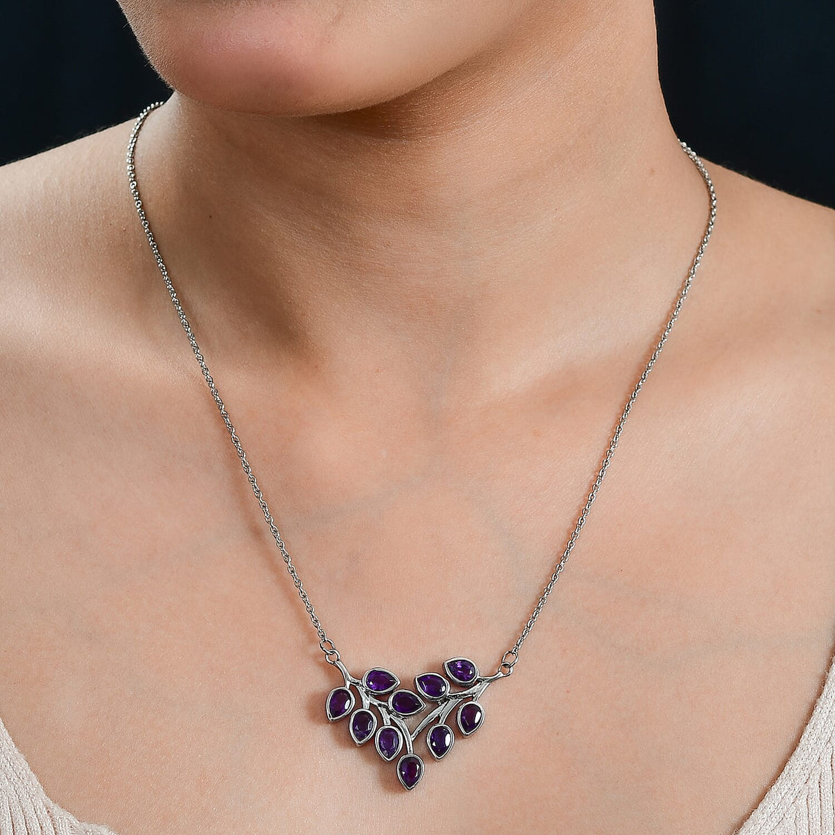 African Amethyst Necklace (Size - 20) 3.88 Ct. 7965597 2