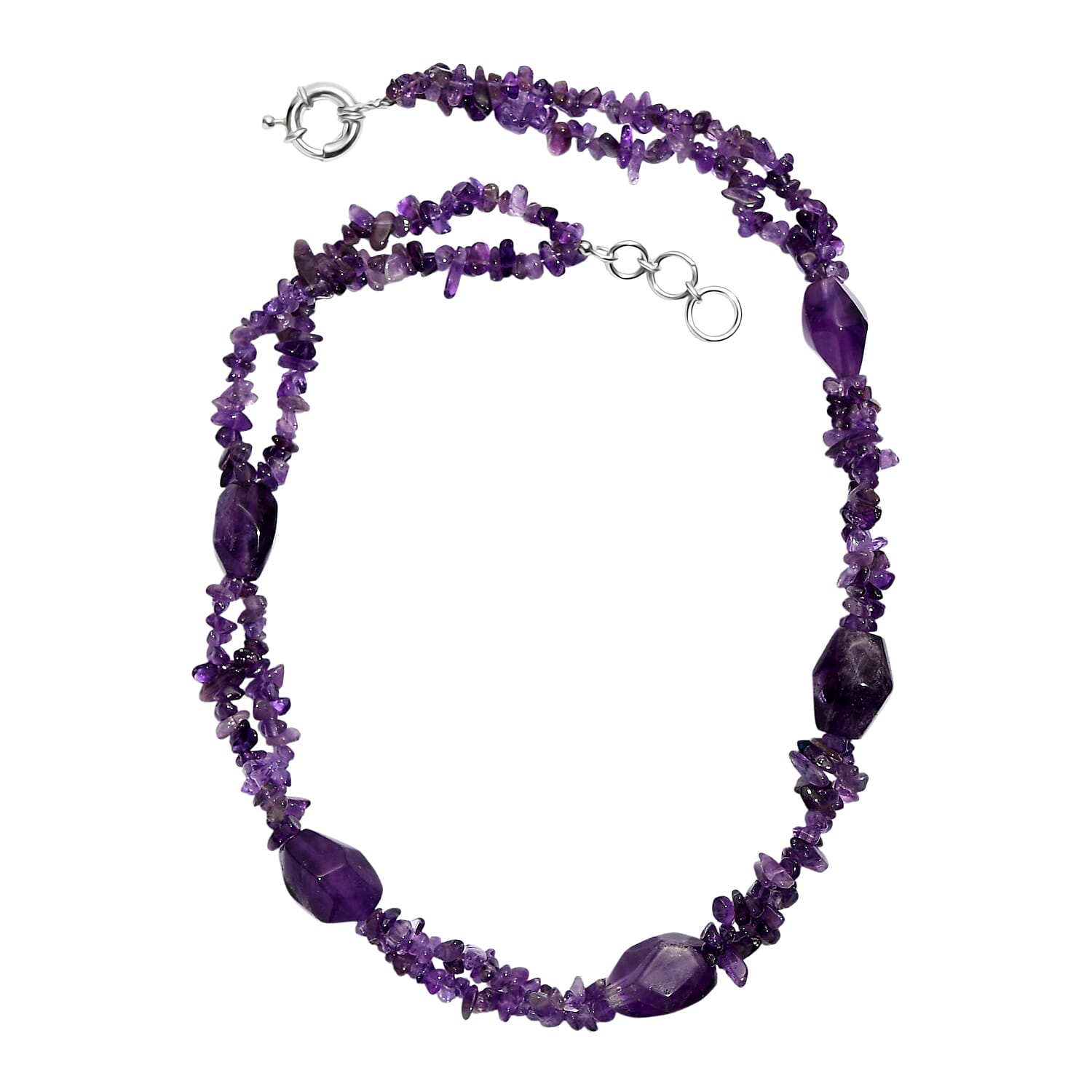 African Amethyst Necklace (Size - 20 - 1 Ext) in Platinum Overlay 330.00 Ct. 8267307 10