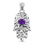 Royal Bali Collection - Amethyst Pendant in Sterling Silver, Silver Wt. 6.11 Gms