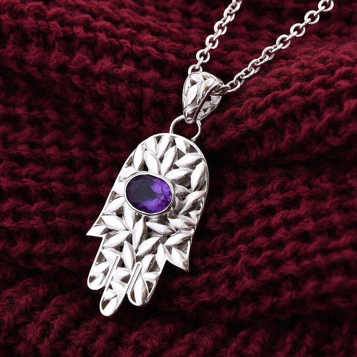 Royal Bali Collection - Amethyst Pendant in Sterling Silver, Silver Wt. 6.11 Gms 7652176 2