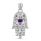 Royal Bali Collection - Amethyst Pendant in Sterling Silver, Silver Wt. 6.11 Gms