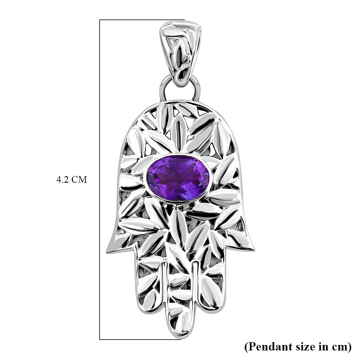 Royal Bali Collection - Amethyst Pendant in Sterling Silver, Silver Wt. 6.11 Gms 7652176 6