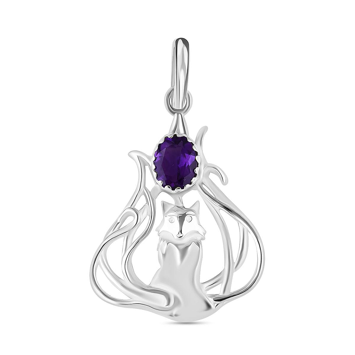 African Amethyst Solitaire Pendant in Sterling Silver 7844558 0