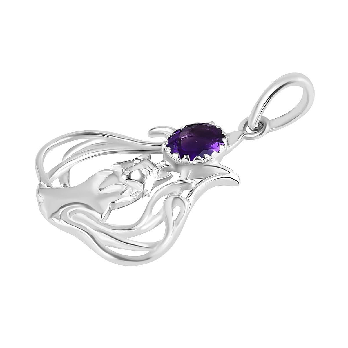 African Amethyst Solitaire Pendant in Sterling Silver 7844558 4