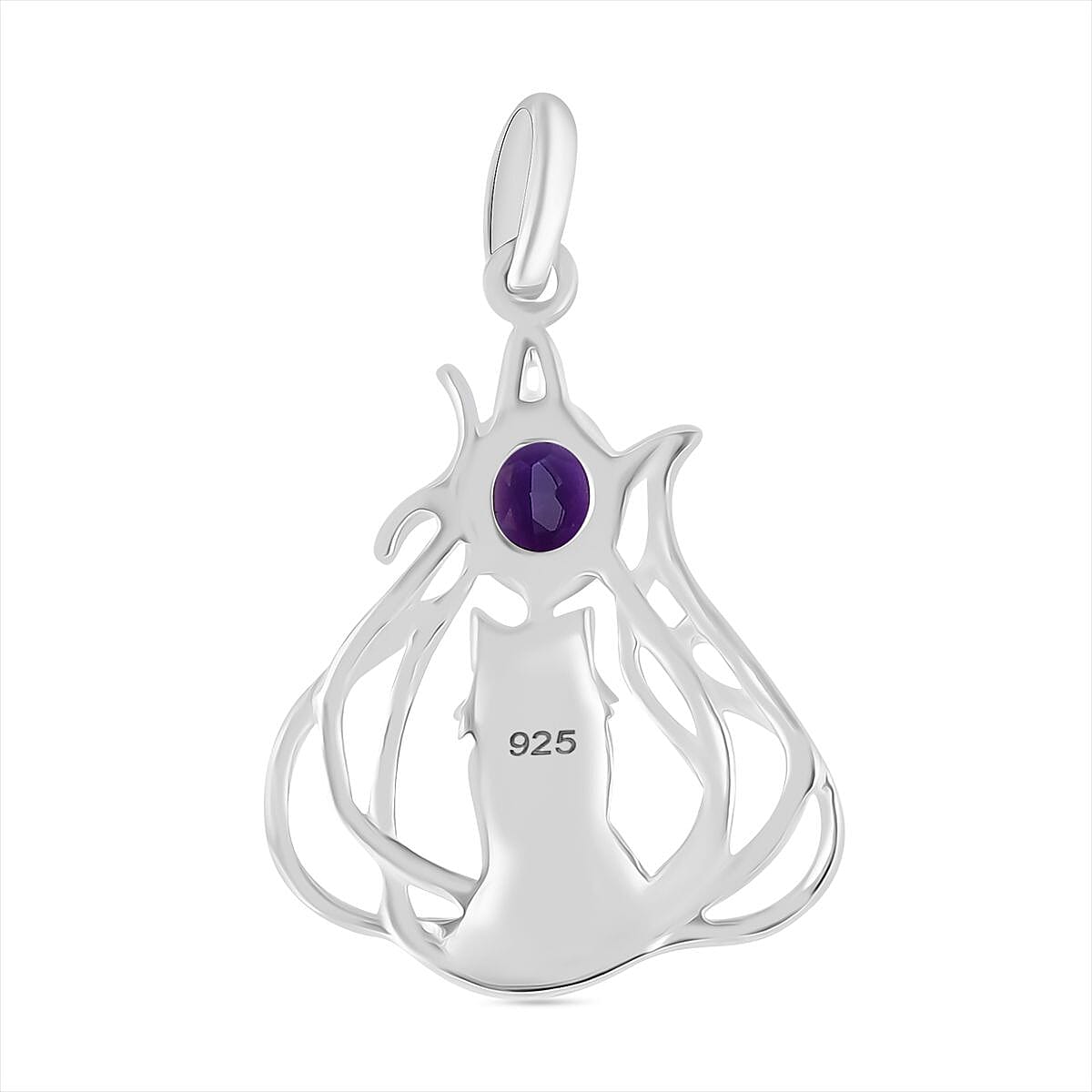 African Amethyst Solitaire Pendant in Sterling Silver 7844558 5