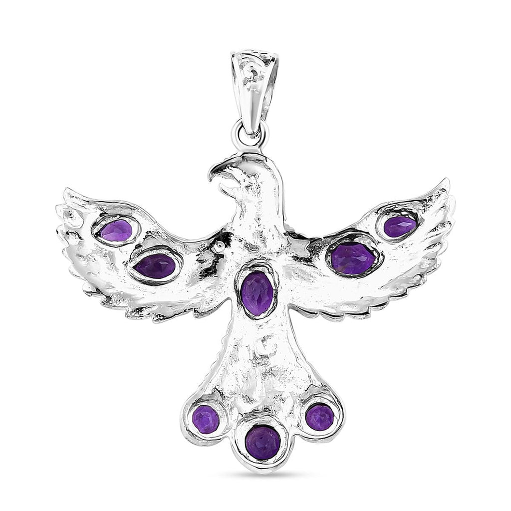 Amethyst Eagle Pendant in Sterling Silver 2.62 Ct, Silver Wt. 7.00 Gms