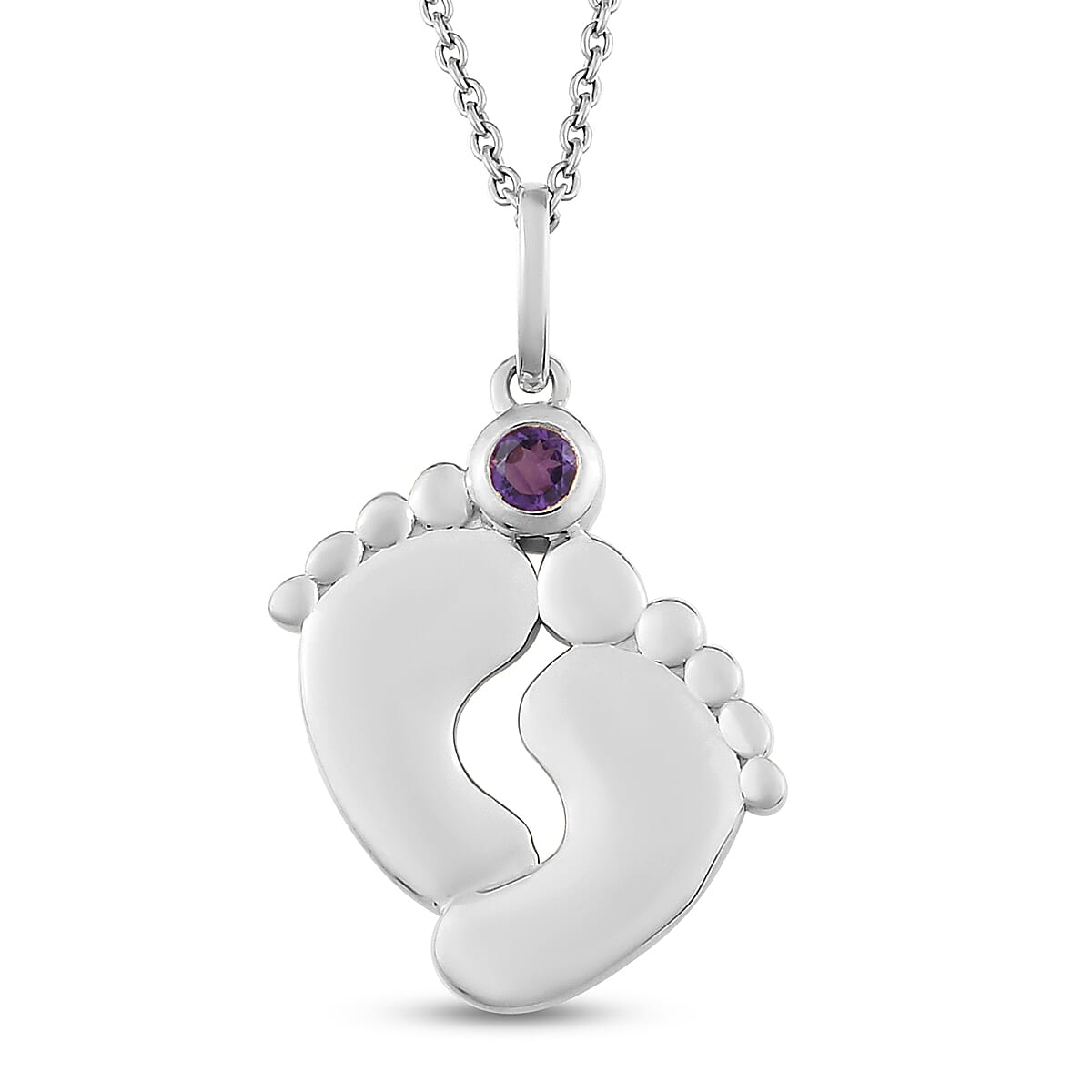 African Amethyst Pendant With Chain in Platinum Plated Sterling Silver 3629335 0