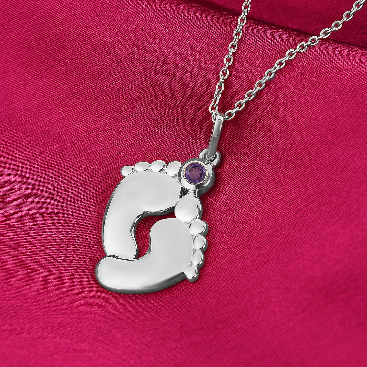 African Amethyst Pendant With Chain in Platinum Plated Sterling Silver 3629335 2