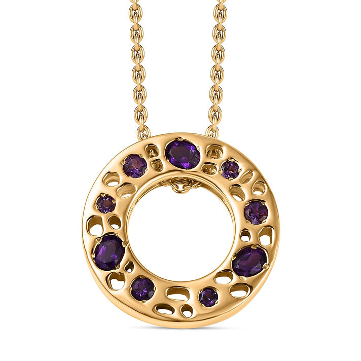African Amethyst Pendant with Cable Chain CL30 (Size 30) in Vermeil YG Sterling Silver 0.67 ct  Silver Wt. 12.49 Gms  0.668  Ct. 4228173 1