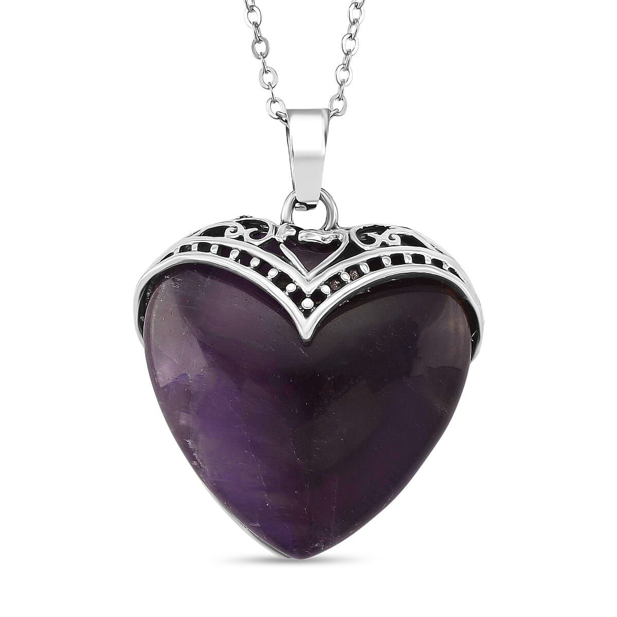 African Amethyst Heart Pendant with Chain (Size 20) 25.00 Ct. 4405139 0