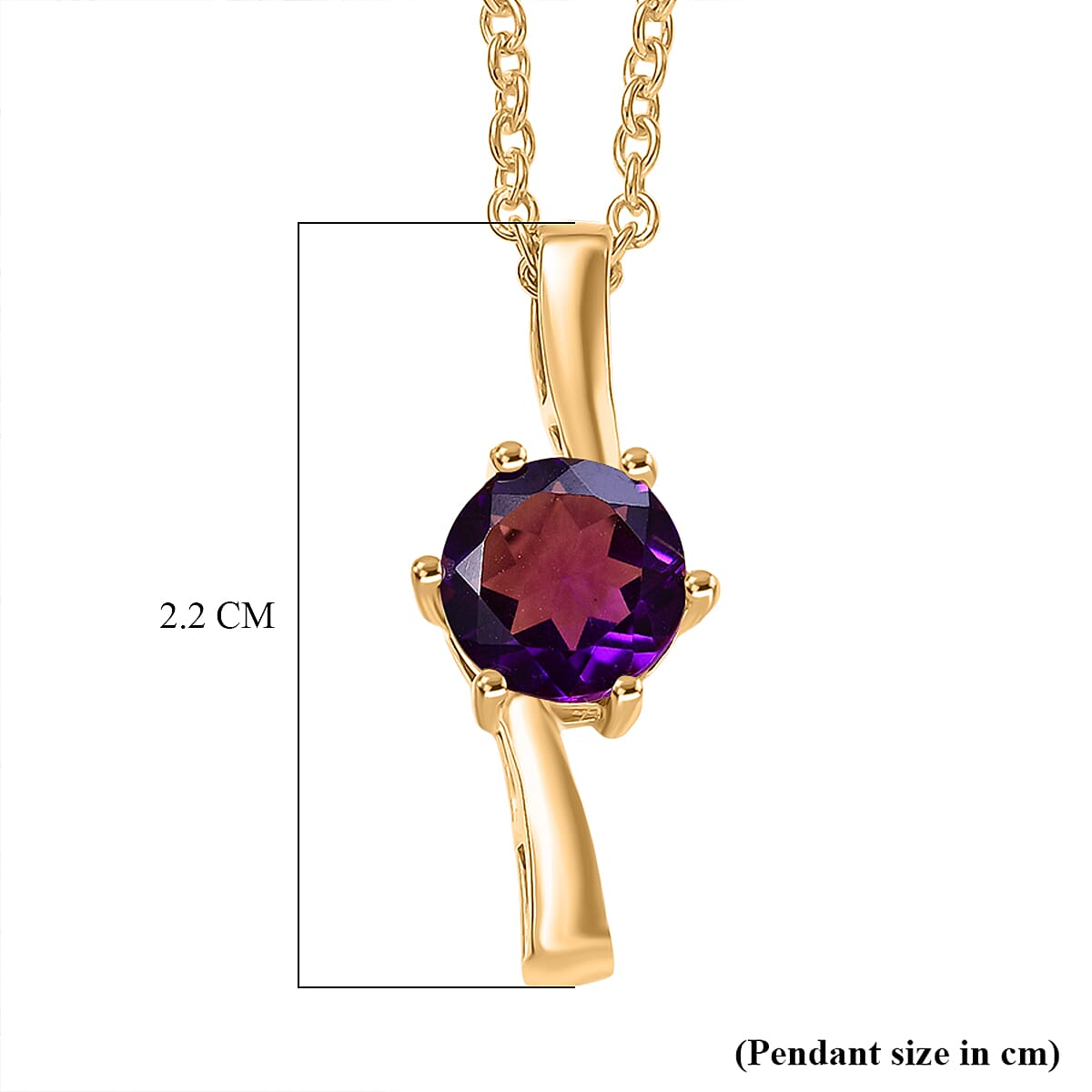 AAA African Amethyst Solitaire Pendant in Yellow Gold Plated Sterling Silver with Chain (Size 20) 1.17 Ct. V32489537 6