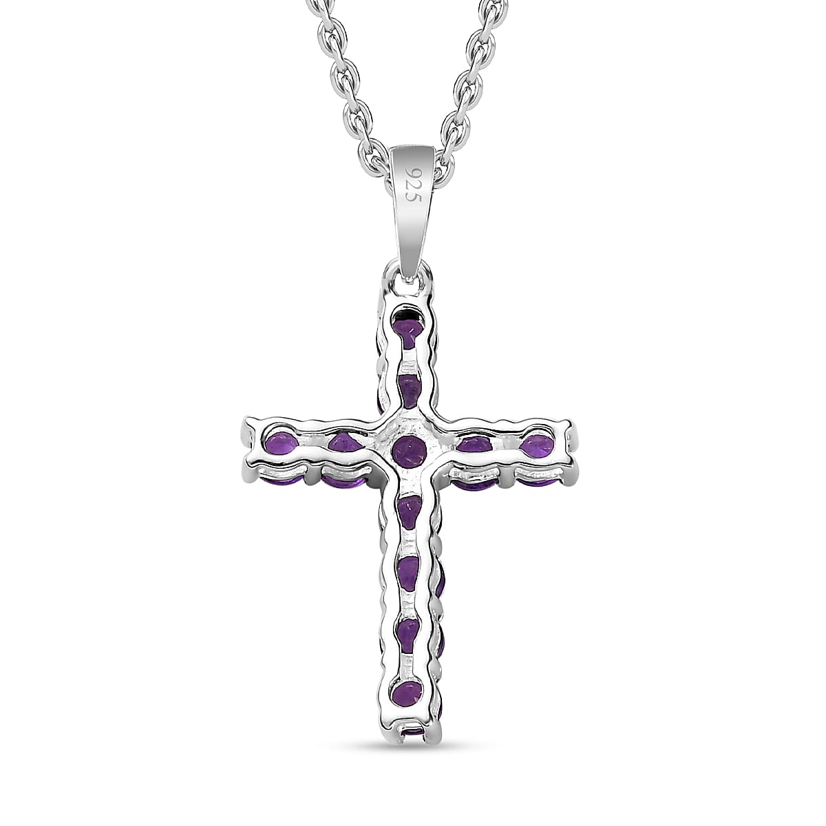 Amethyst Cross Sterling Silver Pendant with Chain (Size 20) 1.30 Ct. 4219441 4