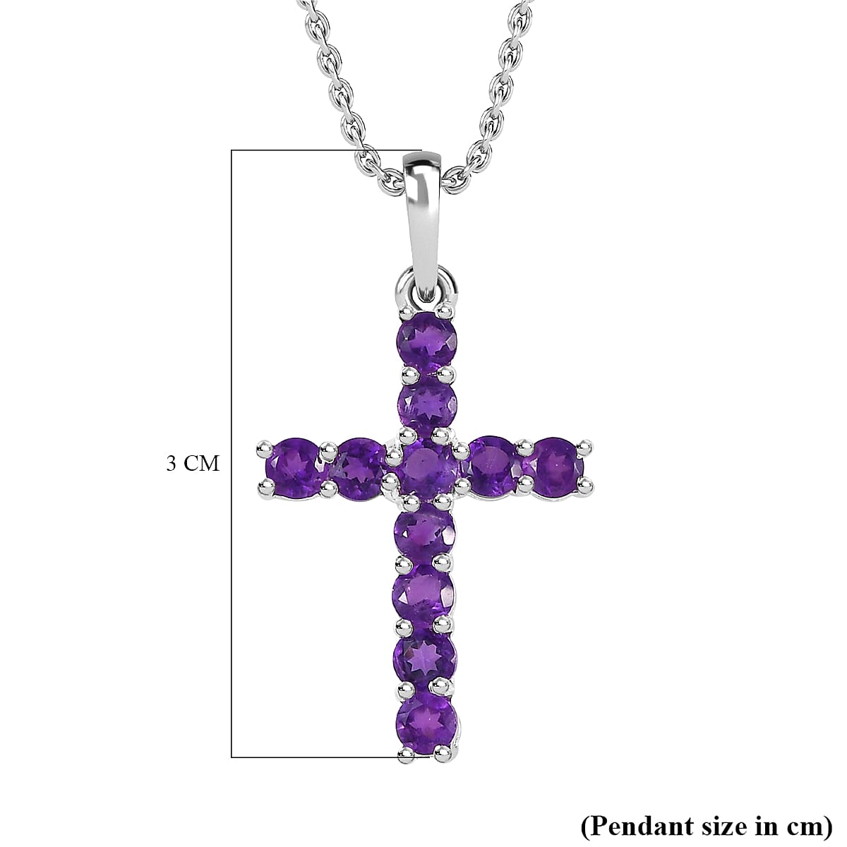 Amethyst Cross Sterling Silver Pendant with Chain (Size 20) 1.30 Ct. 4219441 5