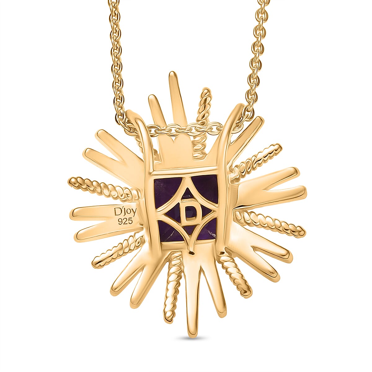 AAA African Amethyst Pendant with Chain (Size 20) in 14K Yellow Gold Overlay Sterling Silver 1.59 Ct. 4395588 4