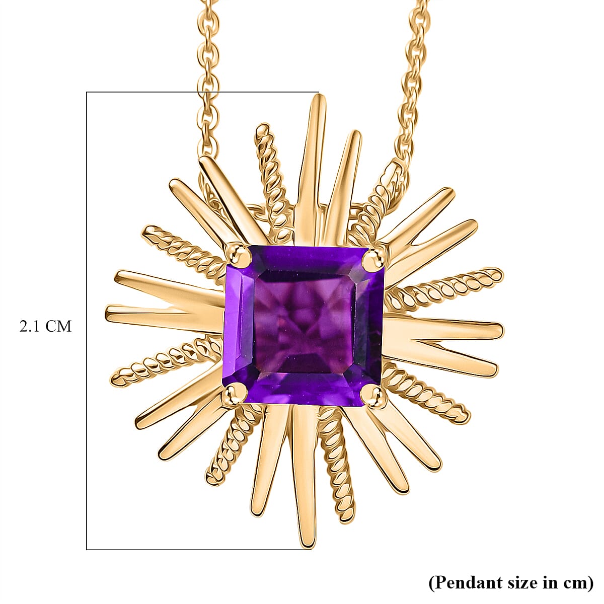 AAA African Amethyst Pendant with Chain (Size 20) in 14K Yellow Gold Overlay Sterling Silver 1.59 Ct. 4395588 6