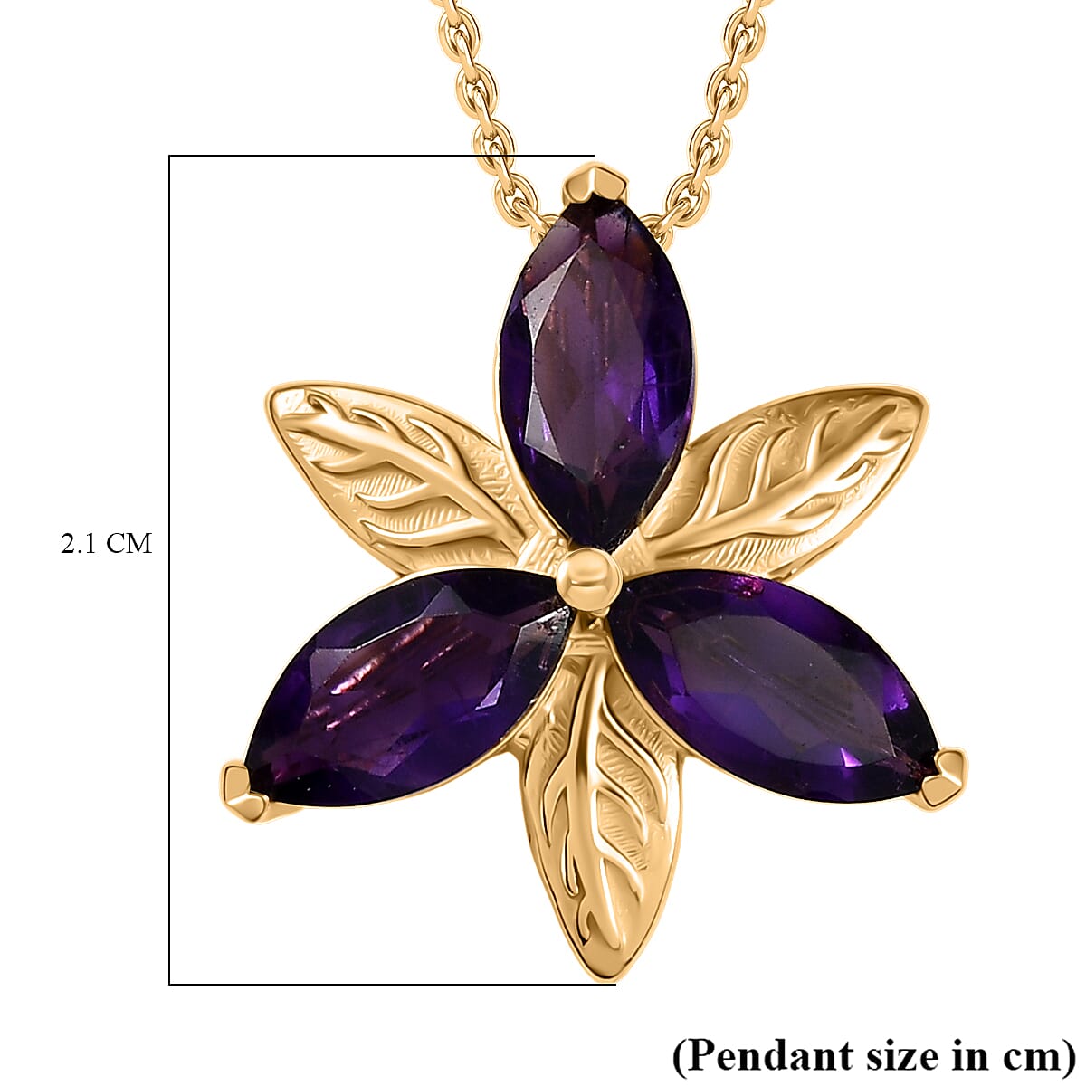 AAA African Amethyst Pendant with Chain (Size 20) in 14K Yellow Gold Overlay Sterling Silver 2.69 Ct. 4395589 6