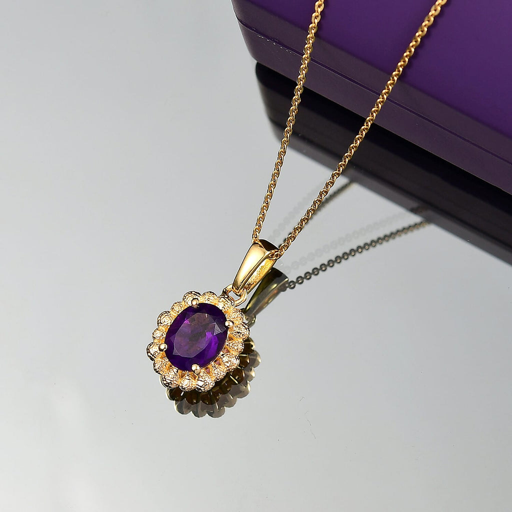 African Amethyst Pendant with Chain (Size 20) in 14K Yellow Gold Overlay Sterling Silver 1.66 Ct.