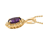 African Amethyst Pendant with Chain (Size 20) in 14K Yellow Gold Overlay Sterling Silver 1.66 Ct.