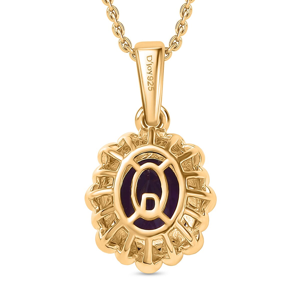 African Amethyst Pendant with Chain (Size 20) in 14K Yellow Gold Overlay Sterling Silver 1.66 Ct.
