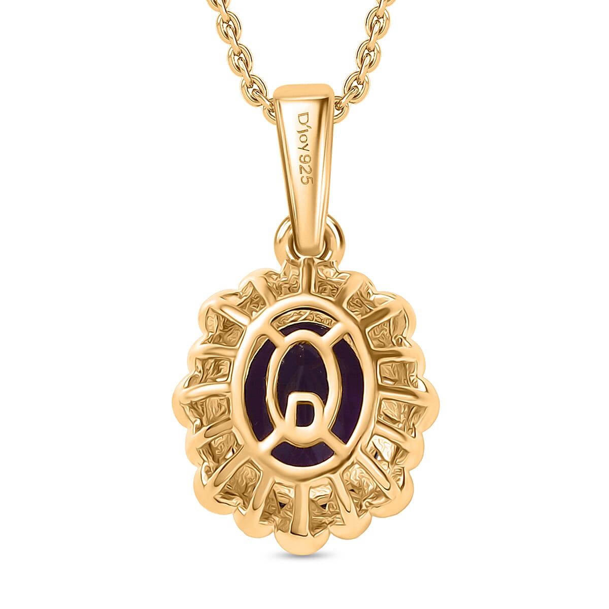 African Amethyst Pendant with Chain (Size 20) in 14K Yellow Gold Overlay Sterling Silver 1.66 Ct. 4396783 5