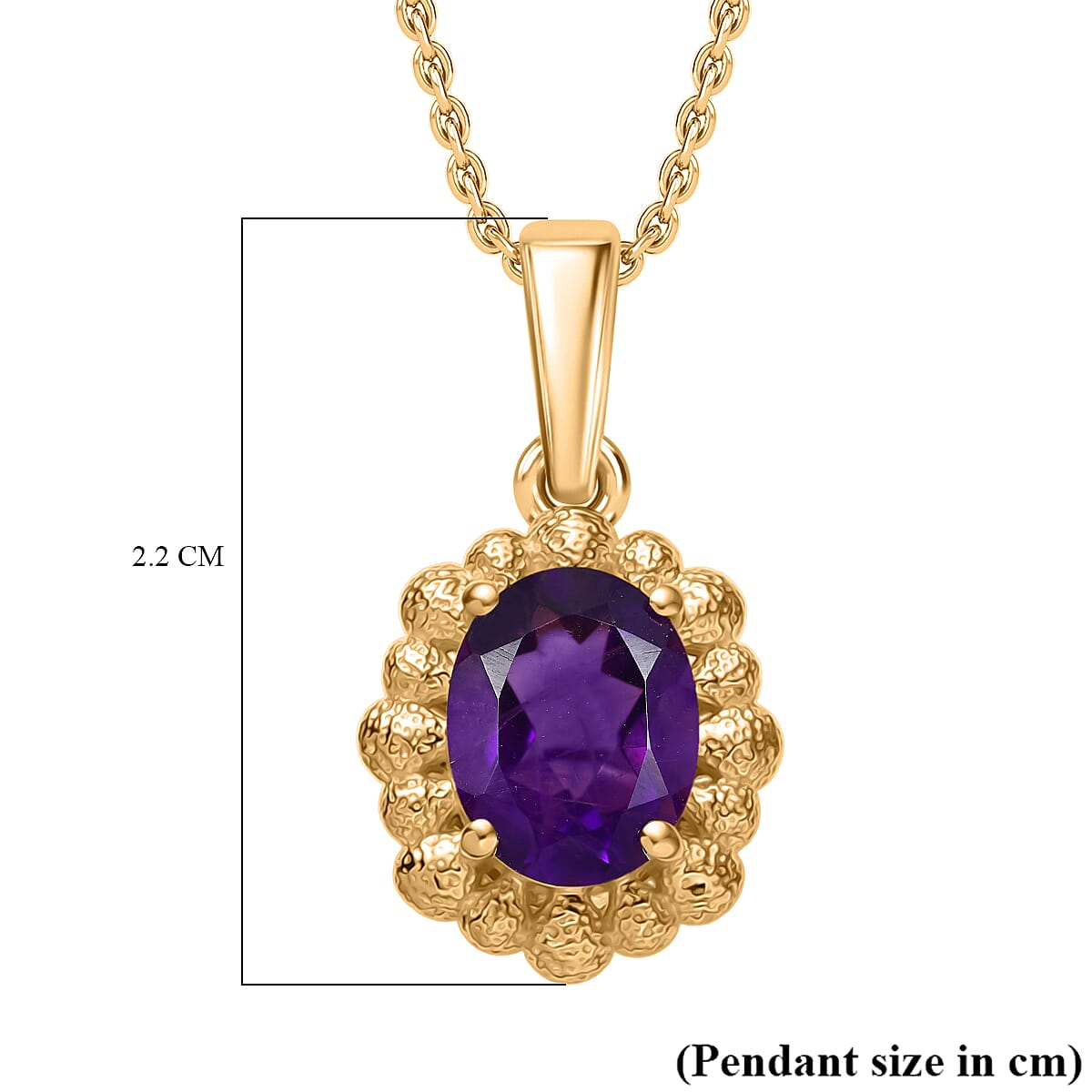African Amethyst Pendant with Chain (Size 20) in 14K Yellow Gold Overlay Sterling Silver 1.66 Ct. 4396783 6