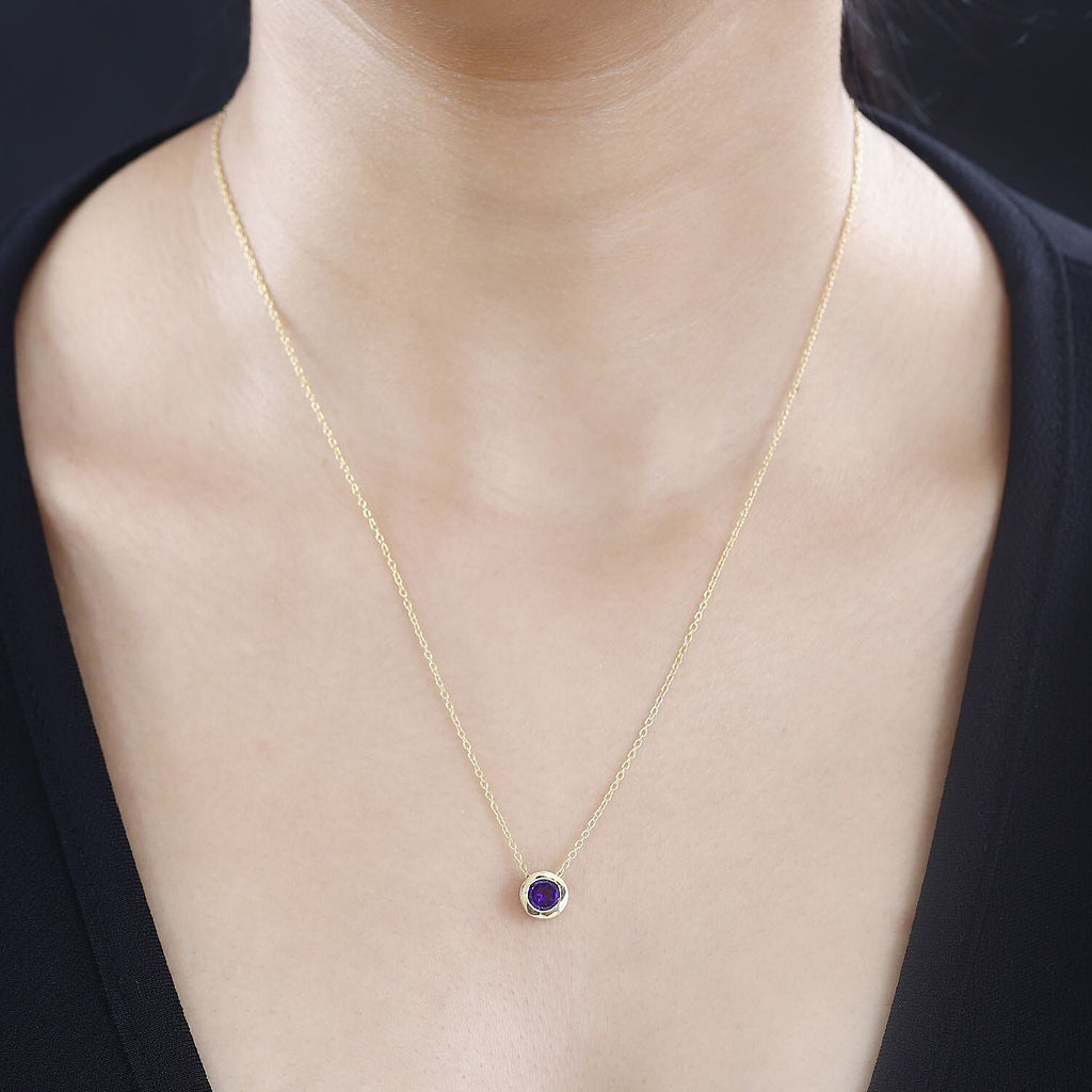 African Amethyst Pendant with Chain (Size 20) in 18K YG Vermeil Sterling Silver  0.800  Ct.