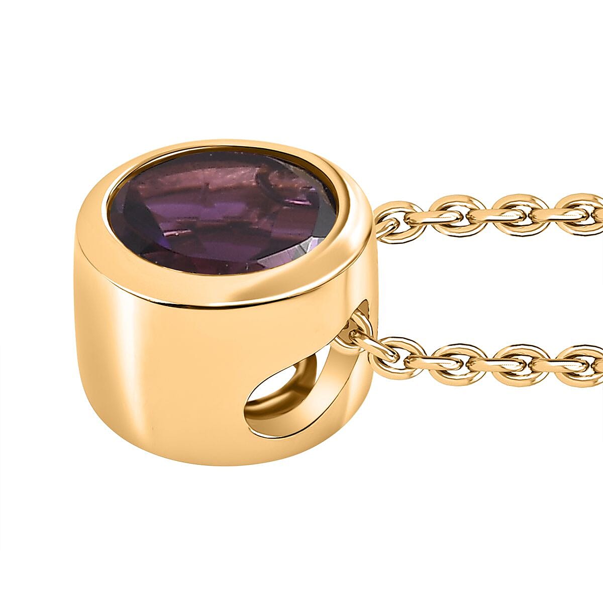 African Amethyst Solitaire Pendant with Chain (Size 20) in 18K Yellow Gold Vermeil Plated Sterling Silver 0.800 Ct. 4270870 4