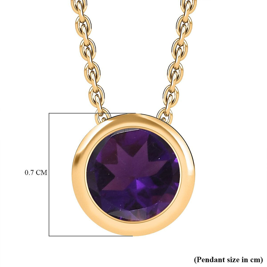African Amethyst Pendant with Chain (Size 20) in 18K YG Vermeil Sterling Silver  0.800  Ct.