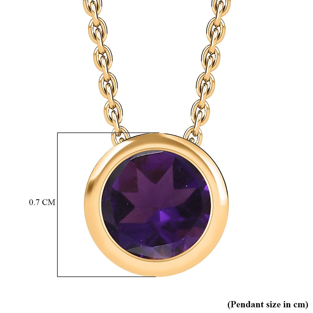 African Amethyst Solitaire Pendant with Chain (Size 20) in 18K Yellow Gold Vermeil Plated Sterling Silver 0.800 Ct. 4270870 6