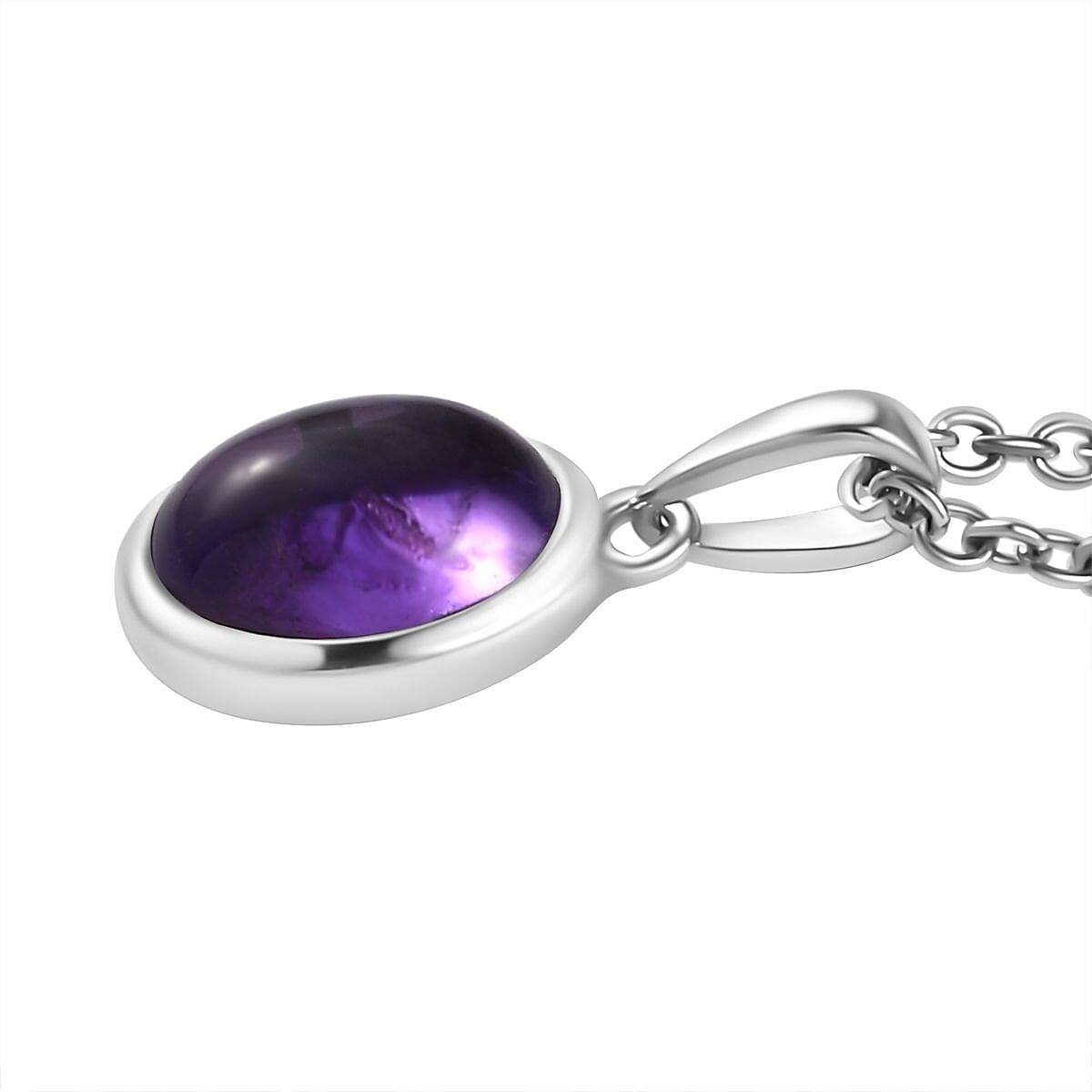 African Amethyst Solitaire Pendant with Chain (Size 20) in Platinum Overlay Sterling Silver  2.200  Ct. 4267868 3