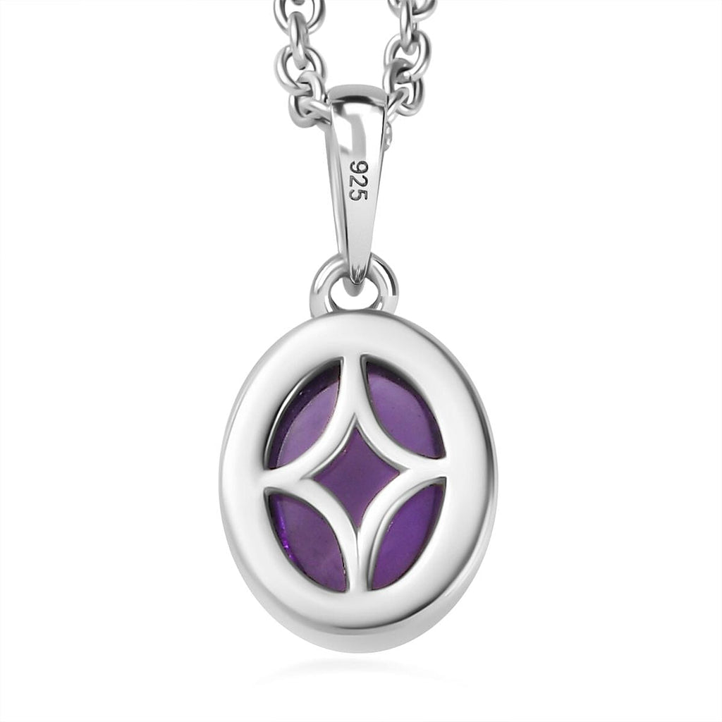 African Amethyst Pendant with Chain (Size 20) in Platinum Overlay Sterling Silver  2.200  Ct.