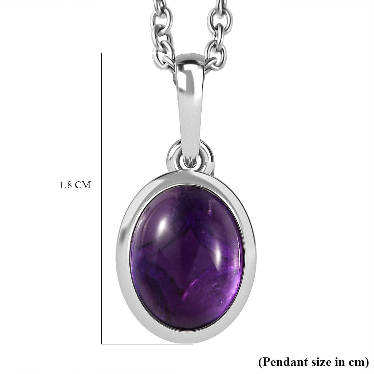 African Amethyst Solitaire Pendant with Chain (Size 20) in Platinum Overlay Sterling Silver  2.200  Ct. 4267868 6