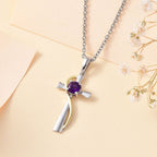 Amethyst Pendant in Platinum Overlay Sterling Silver With Chain (Size 20)
