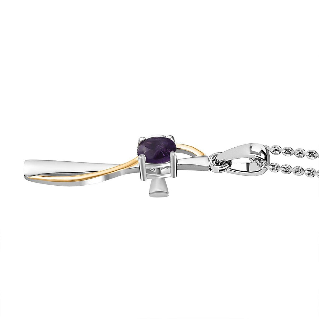 Amethyst Pendant in Platinum Overlay Sterling Silver With Chain (Size 20)