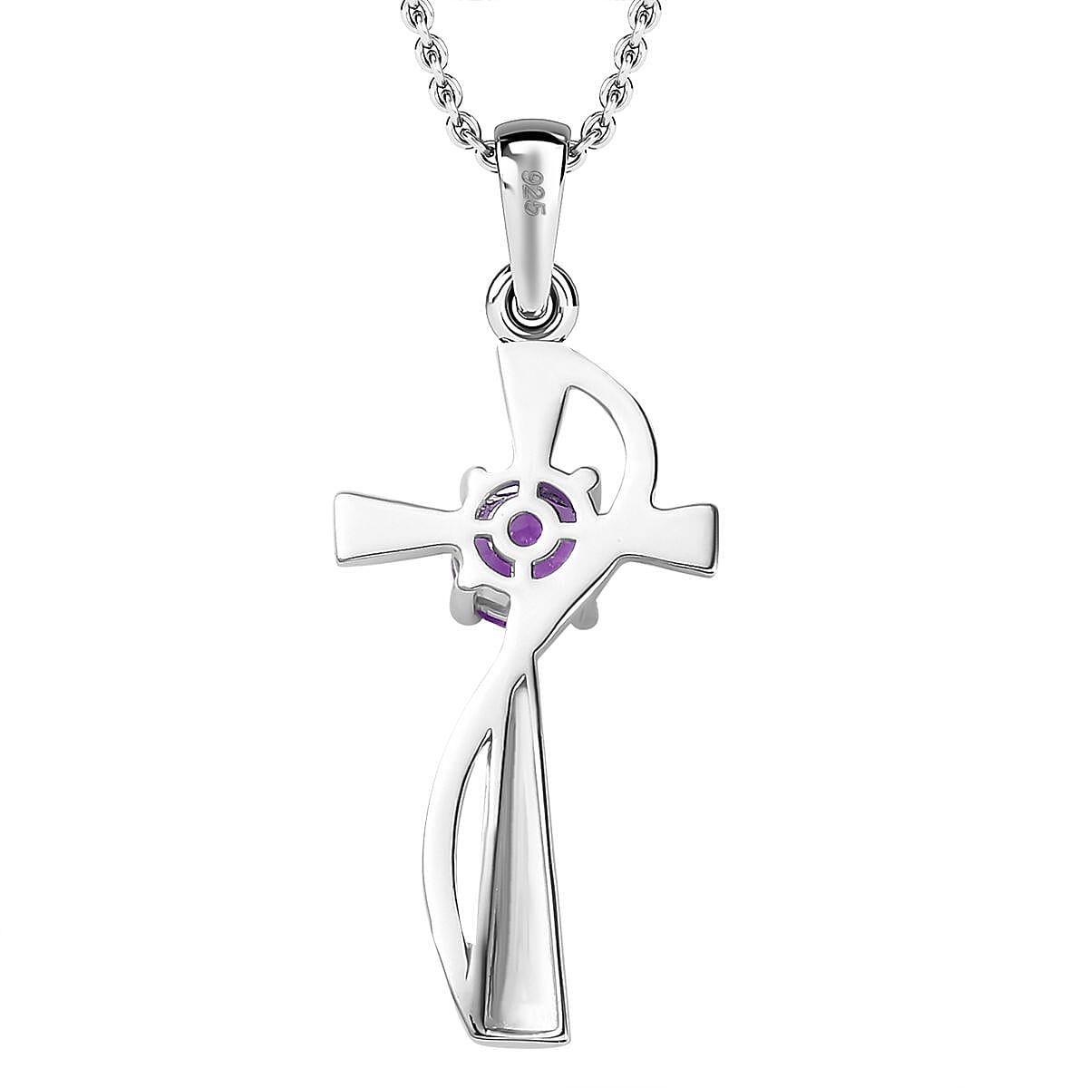 Amethyst Pendant with Stainless Steel Chain (Size 20) in Yellow Gold and Platinum Overlay Sterling Silver 4283024 5