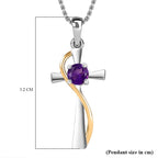 Amethyst Pendant in Platinum Overlay Sterling Silver With Chain (Size 20)