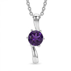 AAA African Amethyst Sterling Silver Solitaire Pendant with Chain (Size 20) 1.17 Ct.