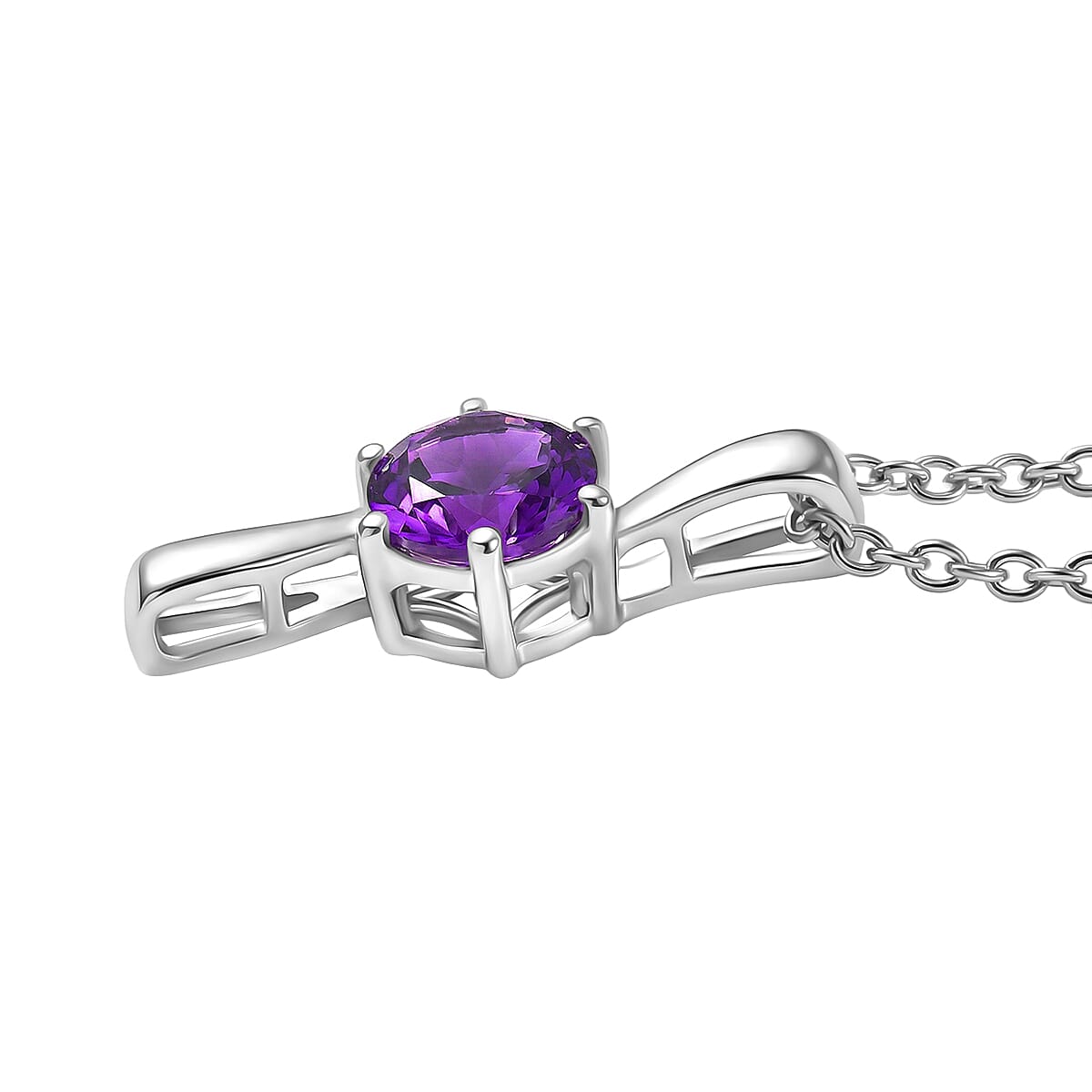 AAA African Amethyst Sterling Silver Solitaire Pendant with Chain (Size 20) 1.17 Ct. 4455137 4