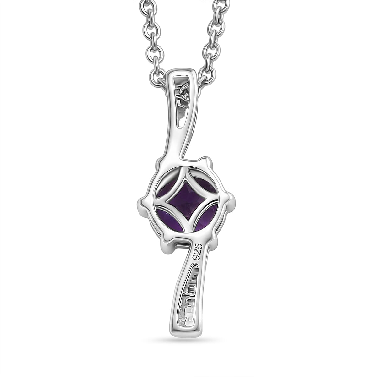 AAA African Amethyst Sterling Silver Solitaire Pendant with Chain (Size 20) 1.17 Ct. 4455137 5