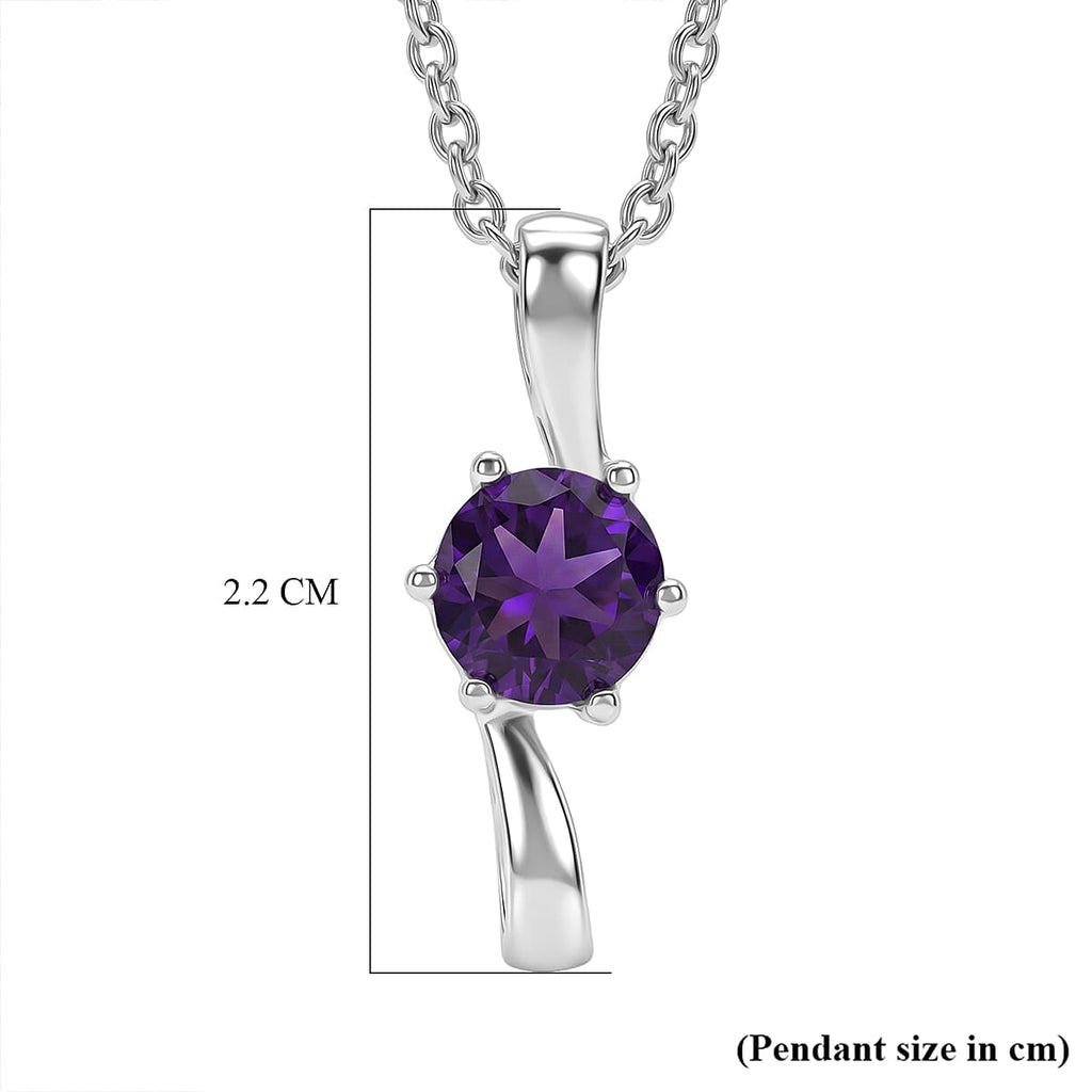 AAA African Amethyst Sterling Silver Solitaire Pendant with Chain (Size 20) 1.17 Ct.