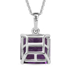 Amethyst Solitaire Pendant with Chain (Size 20) in Rhodium Overlay Sterling Silver 5.00 Ct