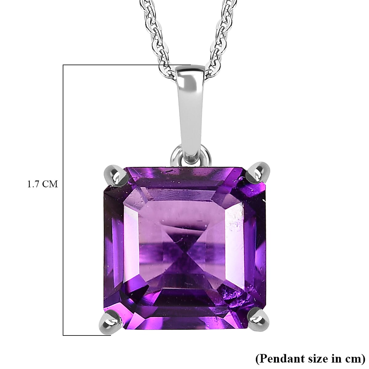 Amethyst Solitaire Pendant with Chain (Size 20) in Rhodium Overlay Sterling Silver 5.00 Ct 4280422 5