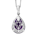 D'joy AAA African Amethyst Pendant with Chain (Size 20) in Rhodium Overlay Sterling Silver 11.33 Ct.