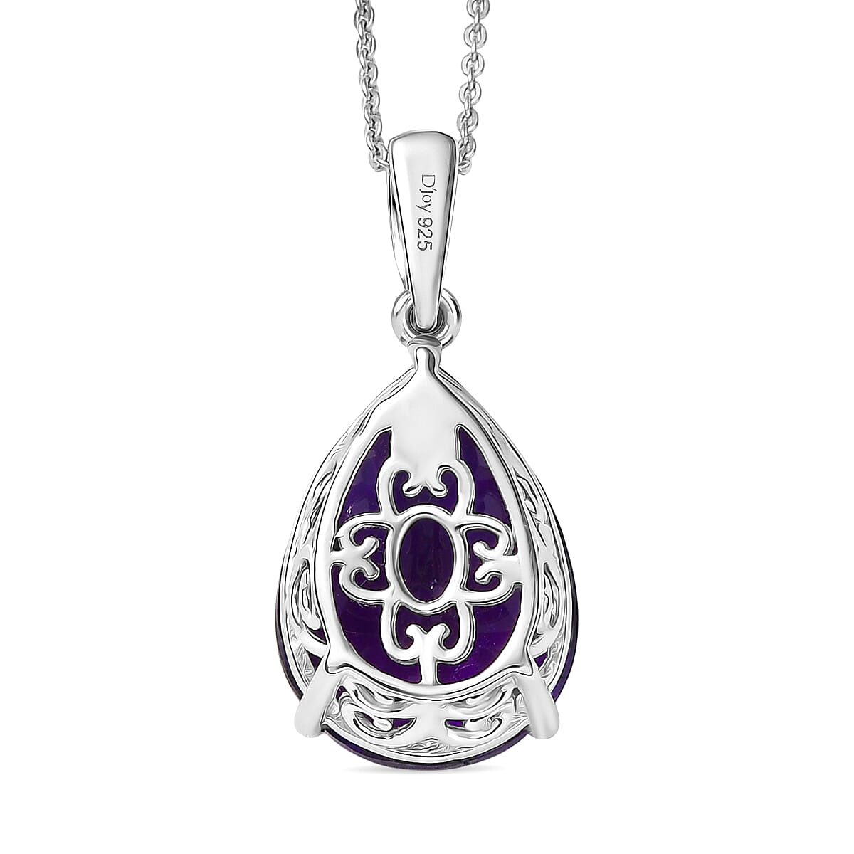 D'joy AAA African Amethyst Pendant with Chain (Size 20) in Rhodium Overlay Sterling Silver 11.33 Ct. 4393871 5