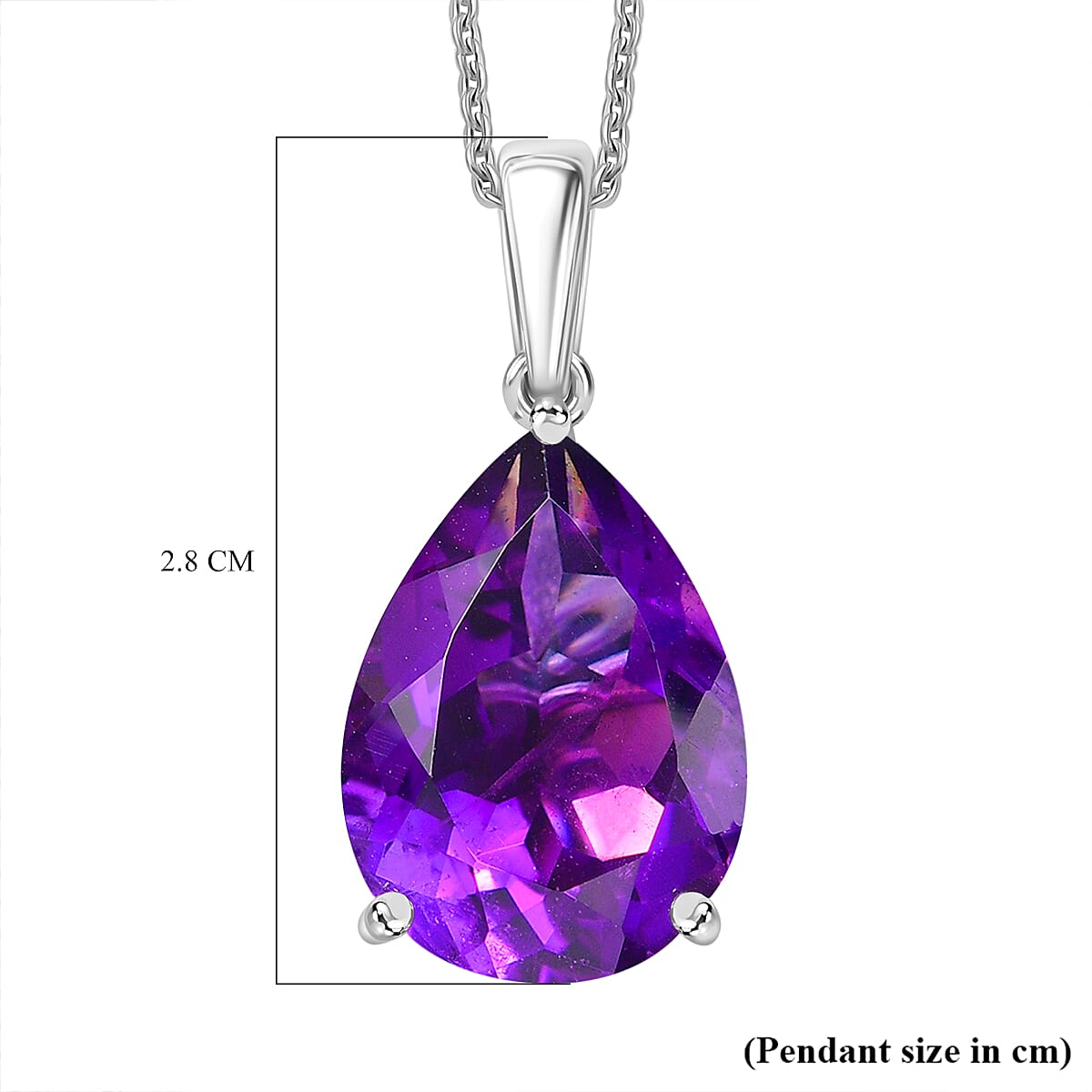 D'joy AAA African Amethyst Pendant with Chain (Size 20) in Rhodium Overlay Sterling Silver 11.33 Ct. 4393871 7