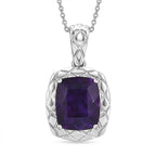 D'Joy AAA African Amethyst Pendant with Chain (Size 20) in Rhodium Overlay Sterling Silver 5.25 Ct.