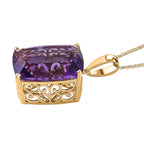 African Amethyst Pendant with Chain (Size 20) in Vermeil YG Sterling Silver  Wt. 7.8 Gms  18.150  Ct.