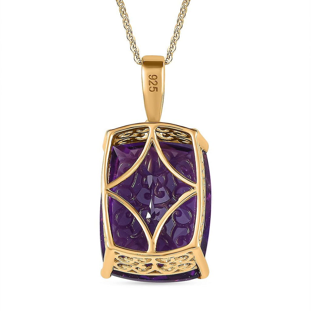African Amethyst Pendant with Chain (Size 20) in Vermeil YG Sterling Silver  Wt. 7.8 Gms  18.150  Ct.