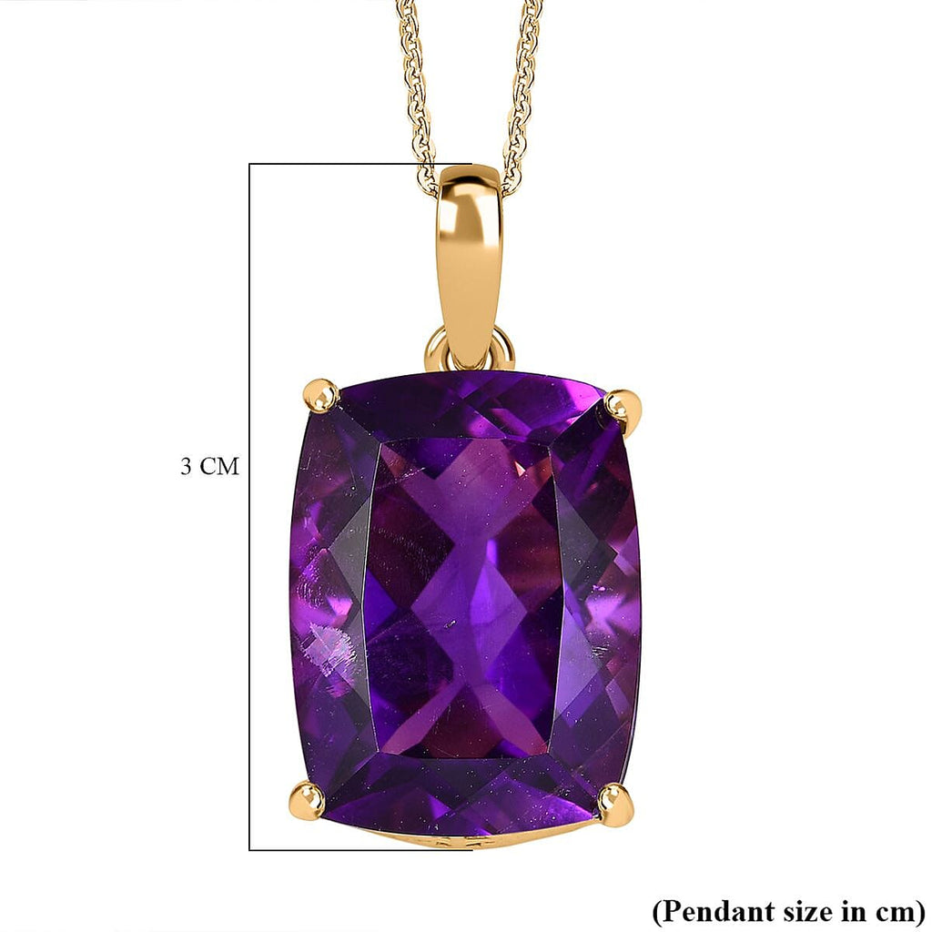 African Amethyst Pendant with Chain (Size 20) in Vermeil YG Sterling Silver  Wt. 7.8 Gms  18.150  Ct.