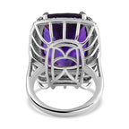 AAA Amethyst (Concave Cut), Pink Sapphire & Natural Zircon Ring in Platinum Overlay Sterling Silver 19.50 Ct